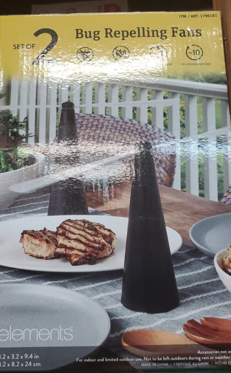 2 x Outdoor Automatic Fly Trap Repellent Fan Keep Flies Bugs Away From Your Food