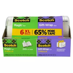 3M Scotch Magic Tape/Gift Wrap Tape, 6600 Total