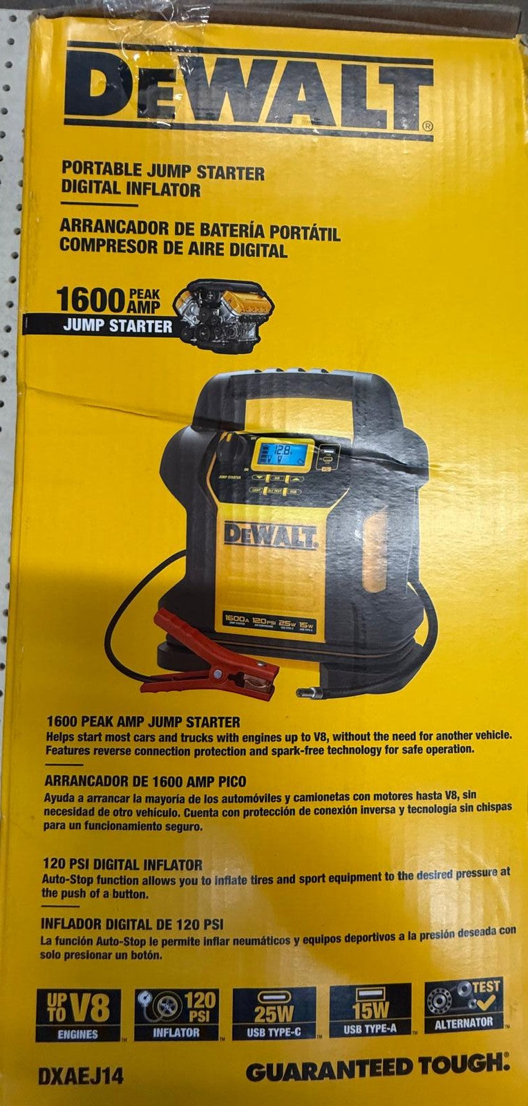 1600 Peak Amp Jump Starter with Digital Compressor and USB Power Bank